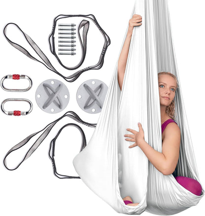 Aerial Silks Kit for Home - Premium Yoga Swing for Adults with 660 lbs Capacity - Versatile Aerial Yoga Hammock for Gymnastics Training