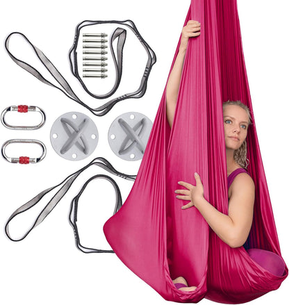 Aerial Silks Kit for Home - Premium Yoga Swing for Adults with 660 lbs Capacity - Versatile Aerial Yoga Hammock for Gymnastics Training