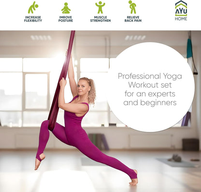 Aerial Silks Kit for Home - Premium Yoga Swing for Adults with 660 lbs Capacity - Versatile Aerial Yoga Hammock for Gymnastics Training