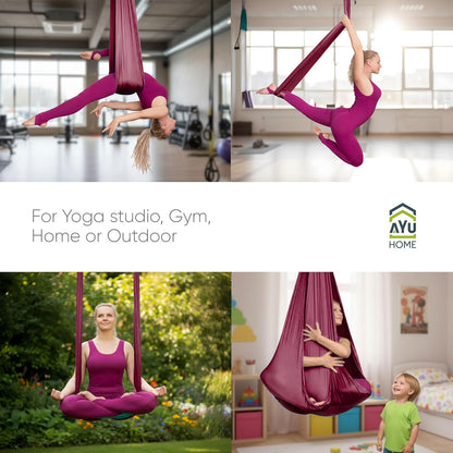 Aerial Silks Kit for Home - Premium Yoga Swing for Adults with 660 lbs Capacity - Versatile Aerial Yoga Hammock for Gymnastics Training