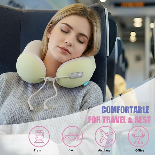 Travel Neck Pillow,Memory Foam Airplane Pillow, Pink