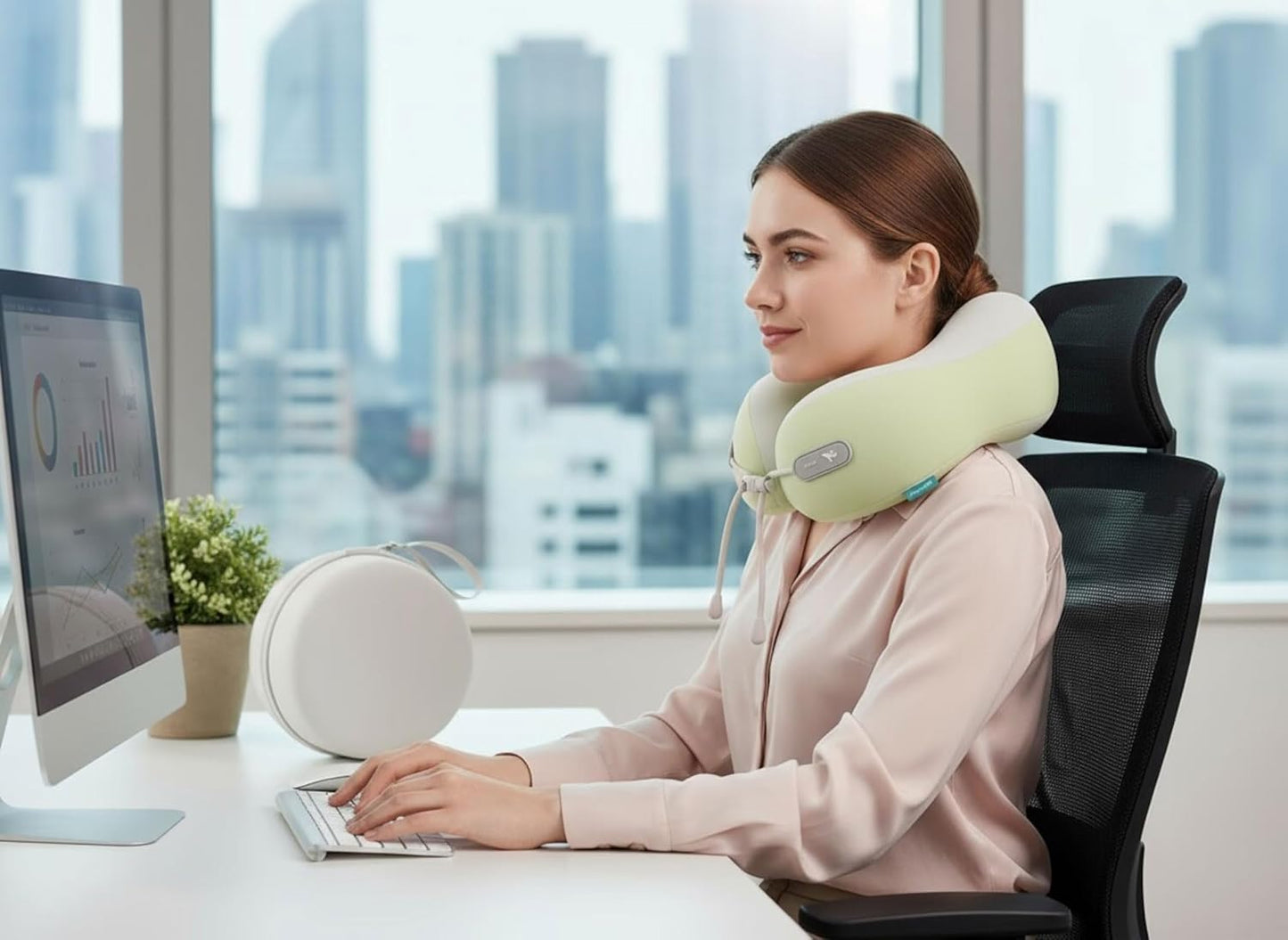 Travel Neck Pillow,Memory Foam Airplane Pillow, Pink