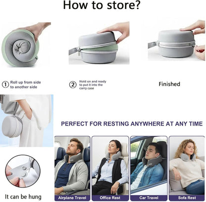 Travel Neck Pillow,Memory Foam Airplane Pillow, Pink