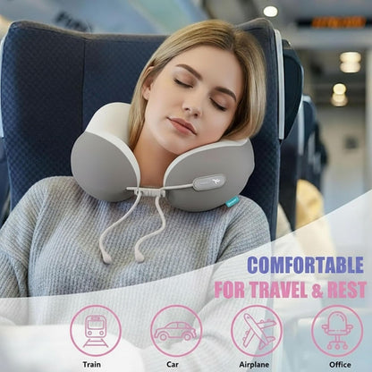 Travel Neck Pillow,Memory Foam Airplane Pillow, Pink