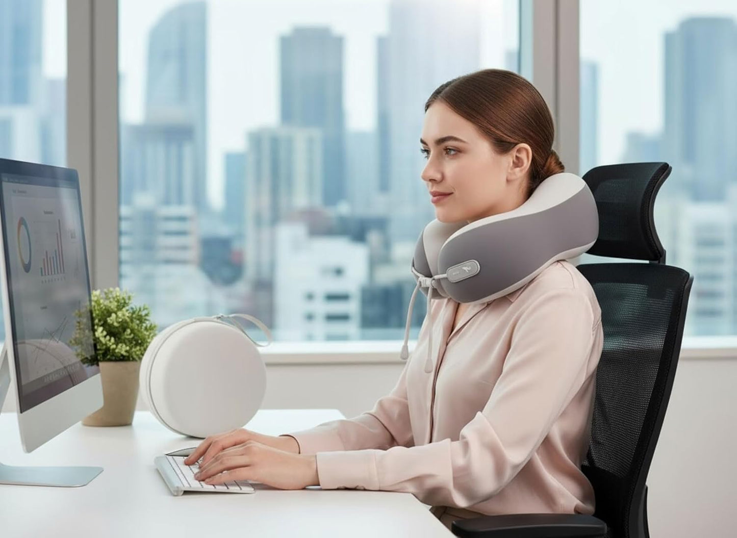 Travel Neck Pillow,Memory Foam Airplane Pillow, Pink