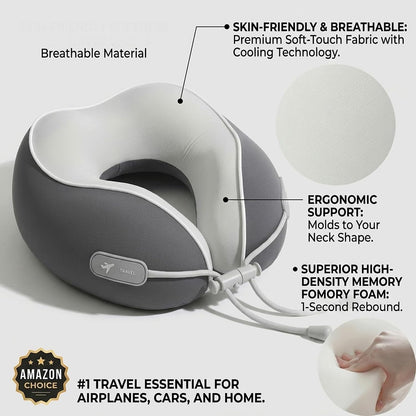 Travel Neck Pillow,Memory Foam Airplane Pillow, Pink