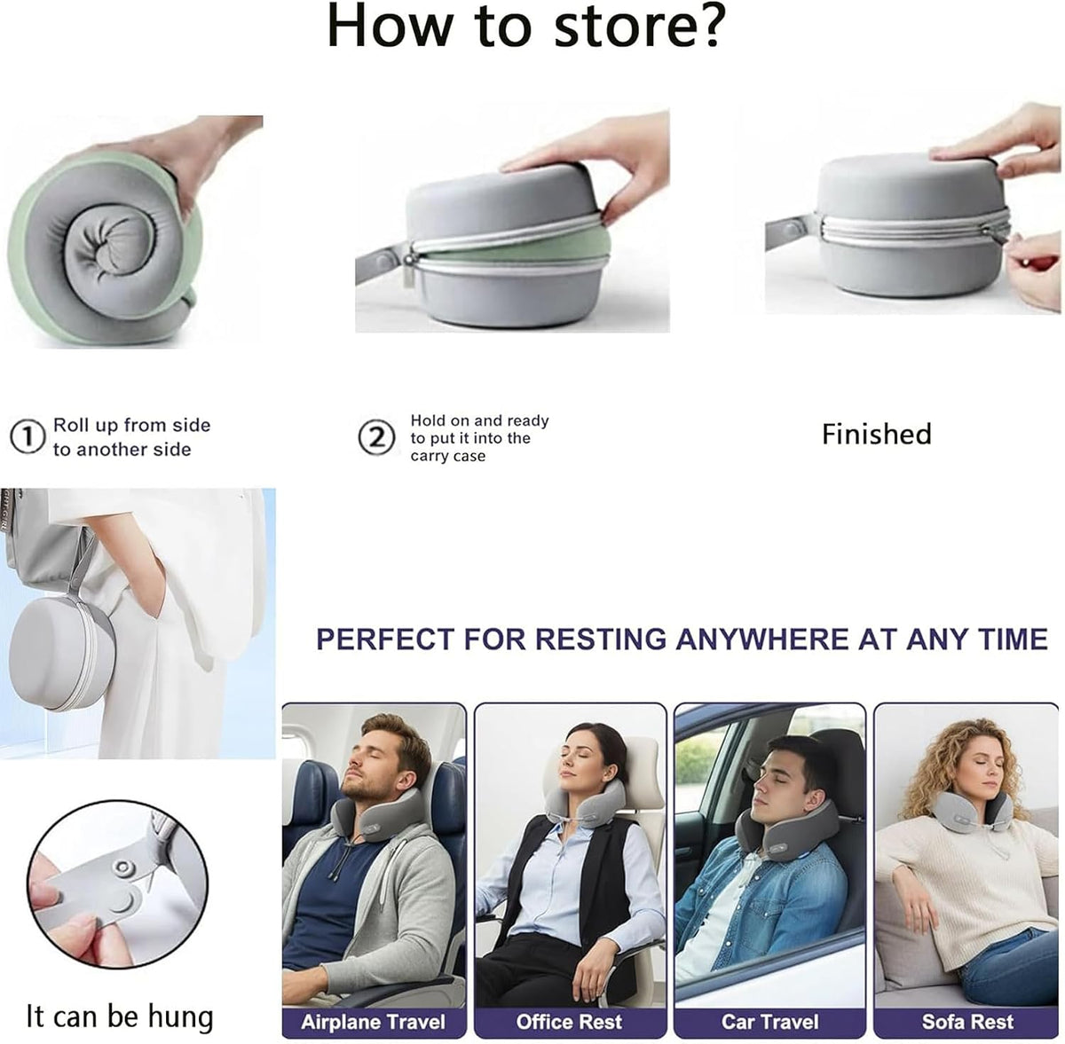 Travel Neck Pillow,Memory Foam Airplane Pillow, Pink