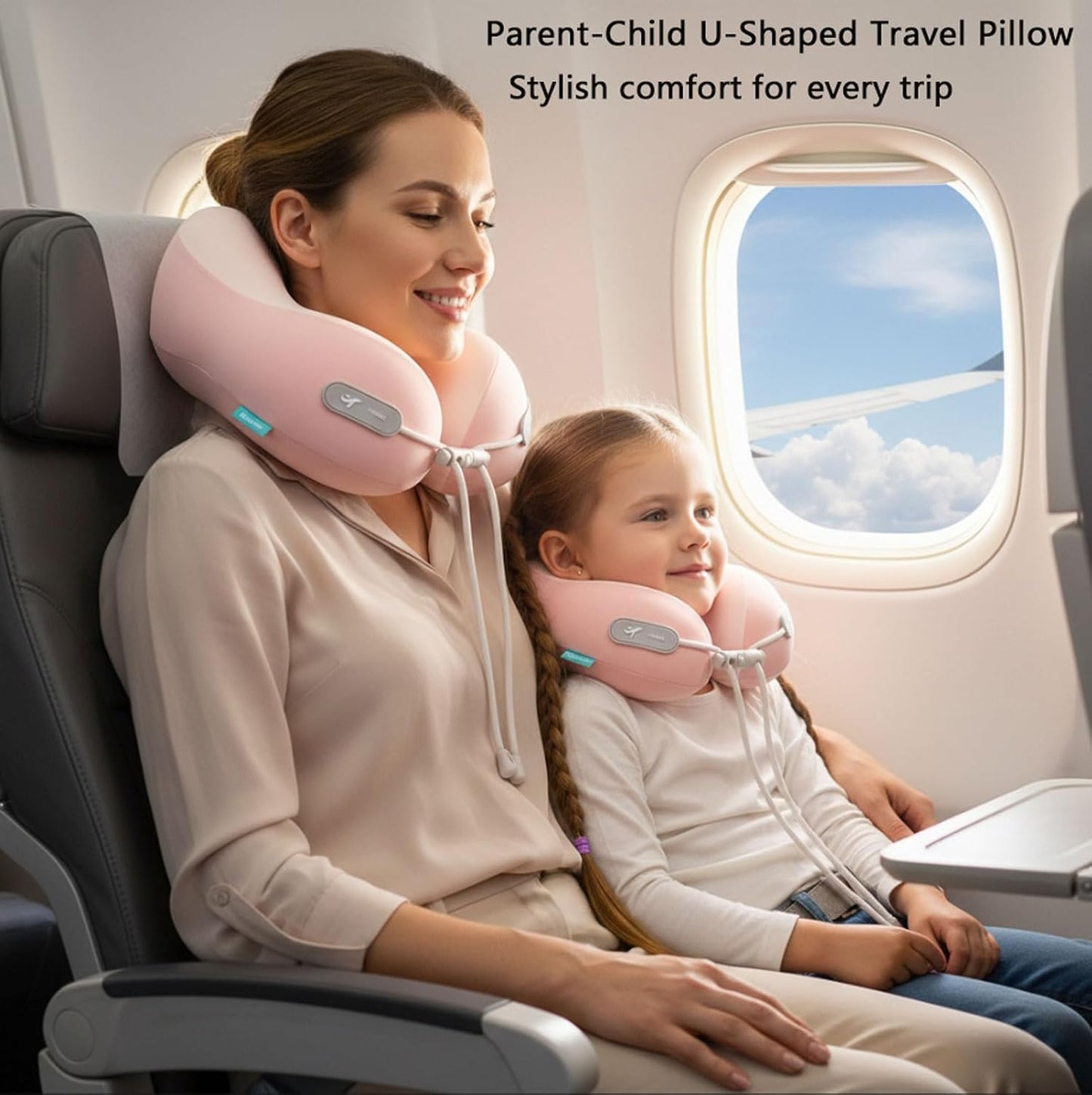 Travel Neck Pillow,Memory Foam Airplane Pillow, Pink