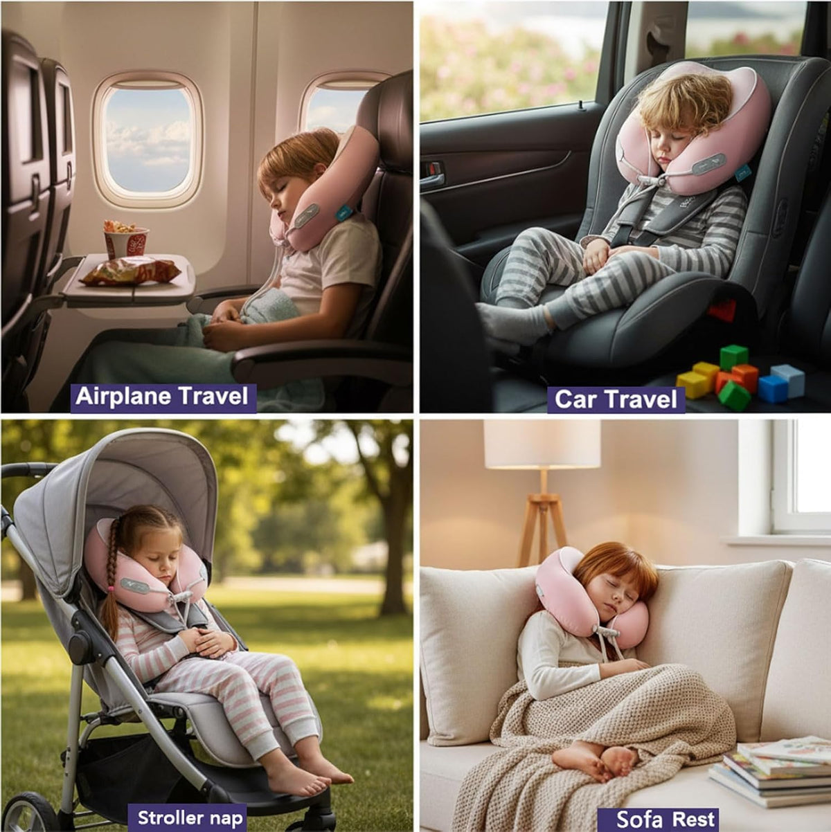Travel Neck Pillow,Memory Foam Airplane Pillow, Pink