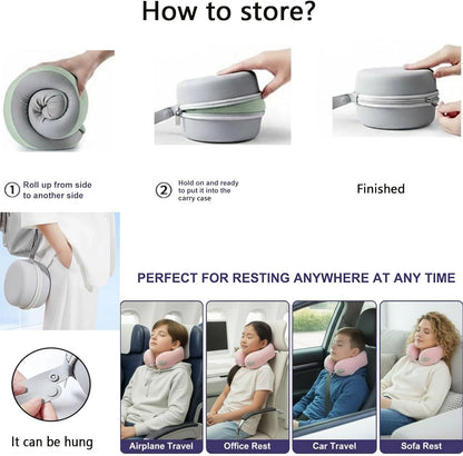 Travel Neck Pillow,Memory Foam Airplane Pillow, Pink