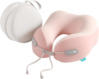 Travel Neck Pillow,Memory Foam Airplane Pillow, Pink