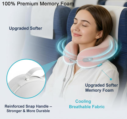 Travel Neck Pillow,Memory Foam Airplane Pillow, Pink