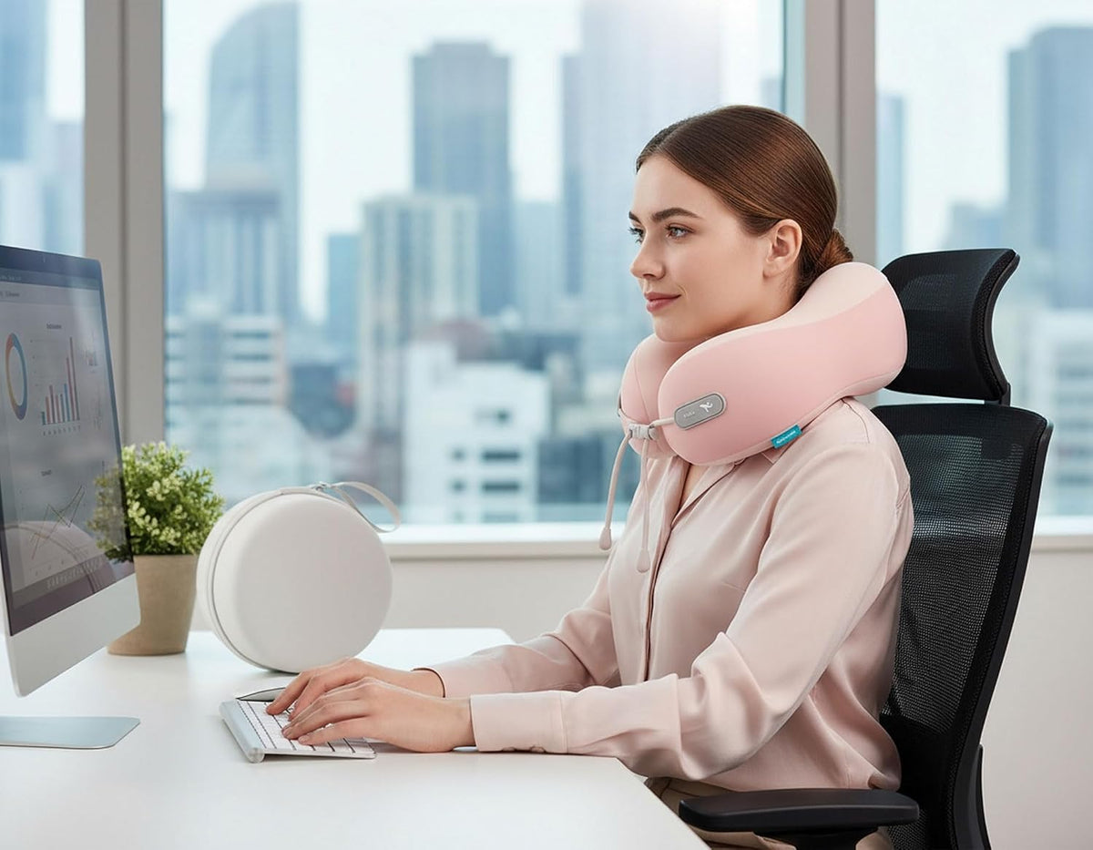 Travel Neck Pillow,Memory Foam Airplane Pillow, Pink