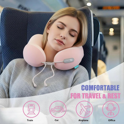 Travel Neck Pillow,Memory Foam Airplane Pillow, Pink