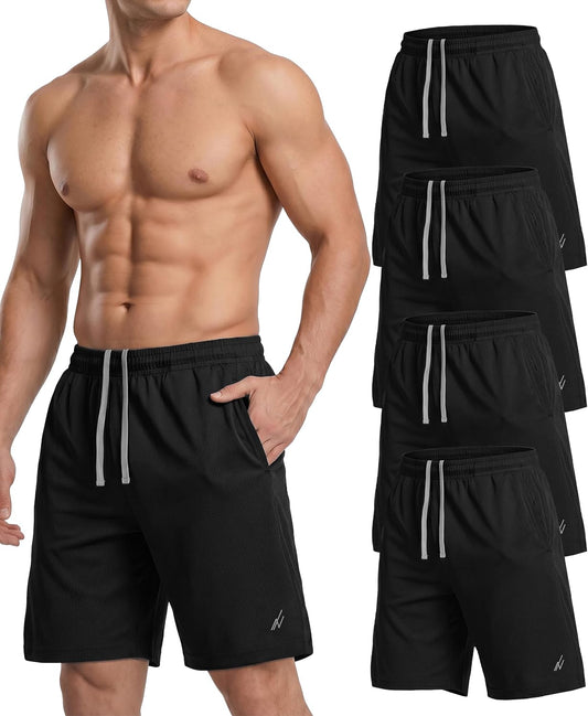 5 Pack Men's Athletic Shorts Quick Dry Loose-Fit Lightweight Running Workout Gym Shorts with Pockets