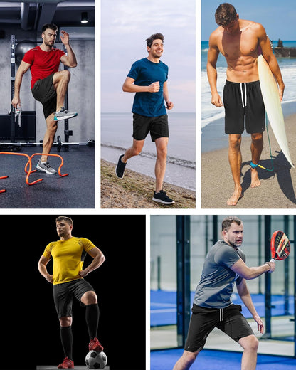 5 Pack Men's Athletic Shorts Quick Dry Loose-Fit Lightweight Running Workout Gym Shorts with Pockets