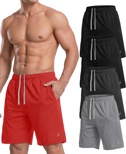 5 Pack Men's Athletic Shorts Quick Dry Loose-Fit Lightweight Running Workout Gym Shorts with Pockets