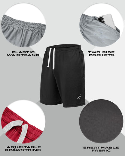 5 Pack Men's Athletic Shorts Quick Dry Loose-Fit Lightweight Running Workout Gym Shorts with Pockets