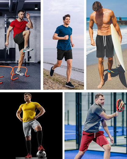 5 Pack Men's Athletic Shorts Quick Dry Loose-Fit Lightweight Running Workout Gym Shorts with Pockets