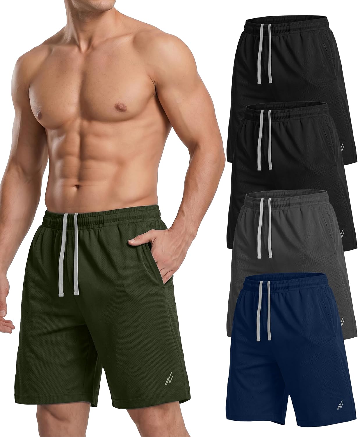 5 Pack Men's Athletic Shorts Quick Dry Loose-Fit Lightweight Running Workout Gym Shorts with Pockets