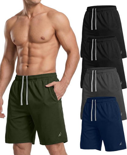 5 Pack Men's Athletic Shorts Quick Dry Loose-Fit Lightweight Running Workout Gym Shorts with Pockets