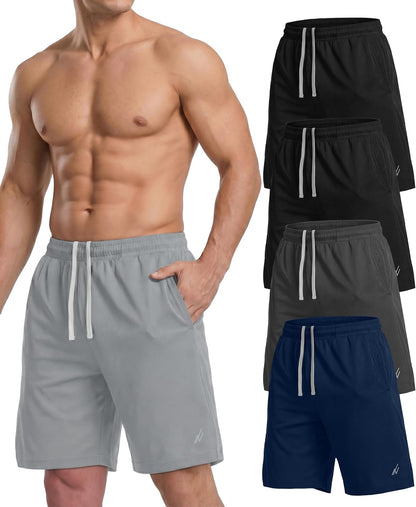 5 Pack Men's Athletic Shorts Quick Dry Loose-Fit Lightweight Running Workout Gym Shorts with Pockets