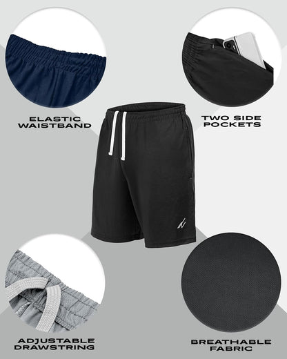 5 Pack Men's Athletic Shorts Quick Dry Loose-Fit Lightweight Running Workout Gym Shorts with Pockets