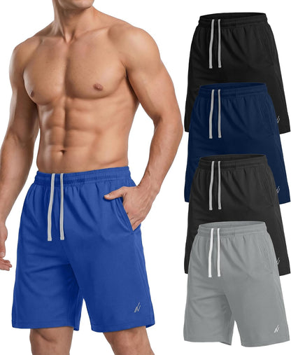 5 Pack Men's Athletic Shorts Quick Dry Loose-Fit Lightweight Running Workout Gym Shorts with Pockets