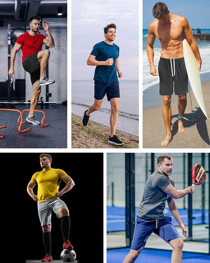 5 Pack Men's Athletic Shorts Quick Dry Loose-Fit Lightweight Running Workout Gym Shorts with Pockets