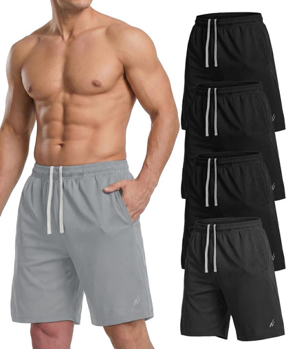 5 Pack Men's Athletic Shorts Quick Dry Loose-Fit Lightweight Running Workout Gym Shorts with Pockets