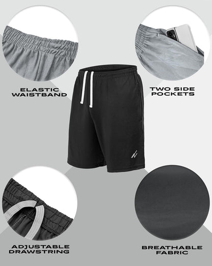 5 Pack Men's Athletic Shorts Quick Dry Loose-Fit Lightweight Running Workout Gym Shorts with Pockets