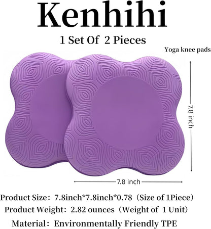 Yoga Knee Guards (Set of 2) - Male and Female Yoga Props and Accessories for Fitness, Travel, Meditation, Kneeling, Balance, Floor, Pilates Pads for Knee and Elbow