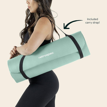 Solana Yoga Mat 1" Thick With Nylon Strap For Men & Women - Non Slip Exercise Mat For Home Yoga, Pilates, Stretching, Floor & Fitness Workouts