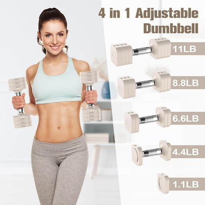 Adjustable Dumbbell Set,Adjustable Weight Dumbbells for Women/Men | 17.6LB/22LB/26.4LB/30.8LB for Choices, with Multiple Levels, Hand Weights Sets for Home Gym Full Body Workout
