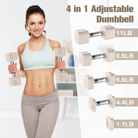 Adjustable Dumbbell Set,Adjustable Weight Dumbbells for Women/Men | 17.6LB/22LB/26.4LB/30.8LB for Choices, with Multiple Levels, Hand Weights Sets for Home Gym Full Body Workout