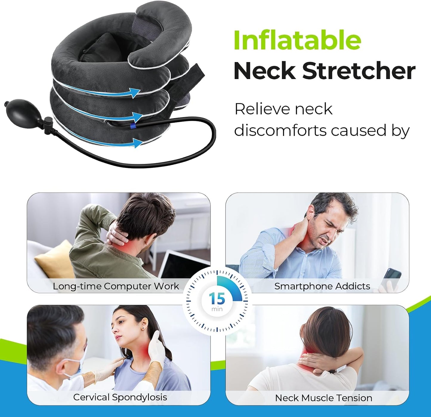 Inflatable Neck Stretcher with Chin-Up for Effective Neck Pain Relief