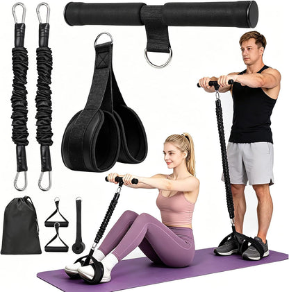 Multifunctional Pedal Resistance Band with Handles, Adjustable Detachable Latex Exercise Bands, Home Gym Workout for Women Men