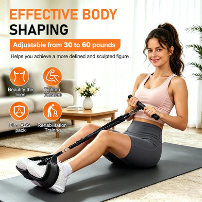 Multifunctional Pedal Resistance Band with Handles, Adjustable Detachable Latex Exercise Bands, Home Gym Workout for Women Men
