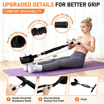 Multifunctional Pedal Resistance Band with Handles, Adjustable Detachable Latex Exercise Bands, Home Gym Workout for Women Men