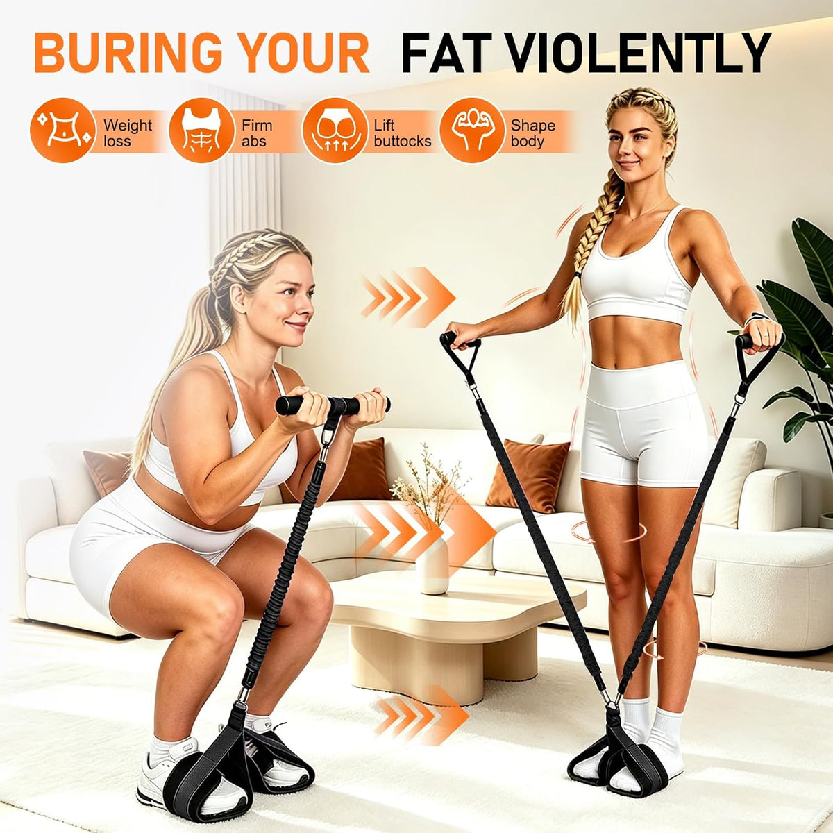 Multifunctional Pedal Resistance Band with Handles, Adjustable Detachable Latex Exercise Bands, Home Gym Workout for Women Men