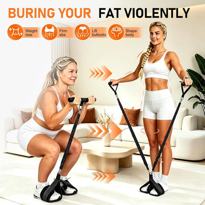 Multifunctional Pedal Resistance Band with Handles, Adjustable Detachable Latex Exercise Bands, Home Gym Workout for Women Men