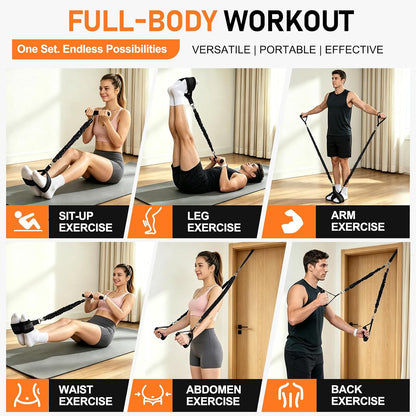 Multifunctional Pedal Resistance Band with Handles, Adjustable Detachable Latex Exercise Bands, Home Gym Workout for Women Men