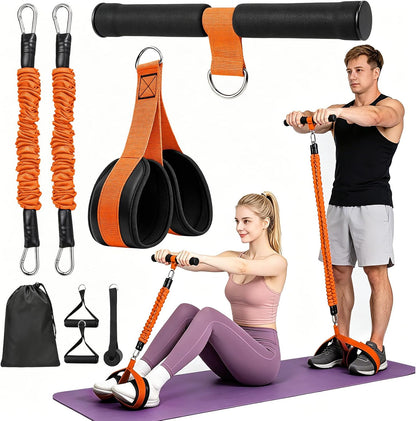 Multifunctional Pedal Resistance Band with Handles, Adjustable Detachable Latex Exercise Bands, Home Gym Workout for Women Men