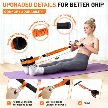 Multifunctional Pedal Resistance Band with Handles, Adjustable Detachable Latex Exercise Bands, Home Gym Workout for Women Men