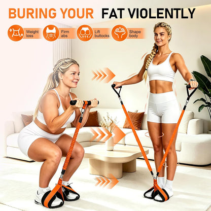 Multifunctional Pedal Resistance Band with Handles, Adjustable Detachable Latex Exercise Bands, Home Gym Workout for Women Men