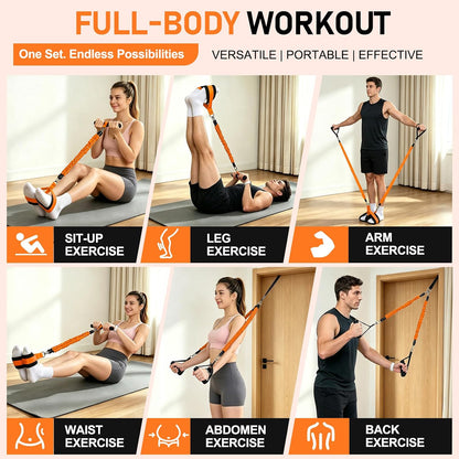 Multifunctional Pedal Resistance Band with Handles, Adjustable Detachable Latex Exercise Bands, Home Gym Workout for Women Men