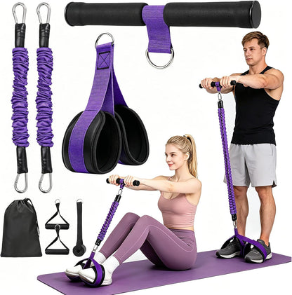 Multifunctional Pedal Resistance Band with Handles, Adjustable Detachable Latex Exercise Bands, Home Gym Workout for Women Men