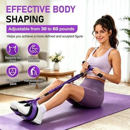 Multifunctional Pedal Resistance Band with Handles, Adjustable Detachable Latex Exercise Bands, Home Gym Workout for Women Men