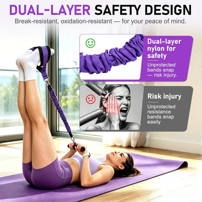 Multifunctional Pedal Resistance Band with Handles, Adjustable Detachable Latex Exercise Bands, Home Gym Workout for Women Men