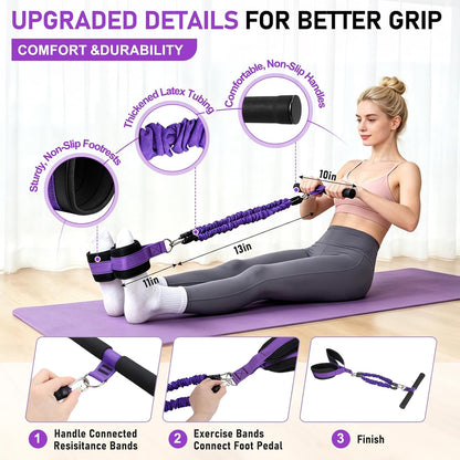 Multifunctional Pedal Resistance Band with Handles, Adjustable Detachable Latex Exercise Bands, Home Gym Workout for Women Men